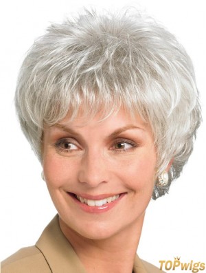 6 inch Straight Lace Front Synthetic Ideal Grey Wigs