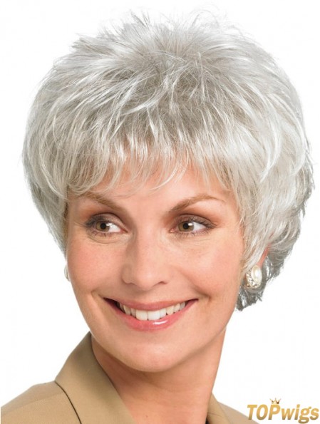 6 inch Straight Lace Front Synthetic Ideal Grey Wigs