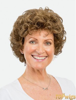 8 inch Monofilament Synthetic Short Brown Curly Amazing Bob Women Wigs