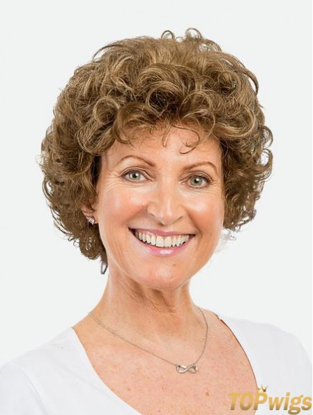 8 inch Monofilament Synthetic Short Brown Curly Amazing Bob Women Wigs