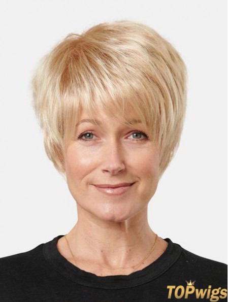 Blonde Synthetic Short Straight 8inch Affordable Lace Front Wigs