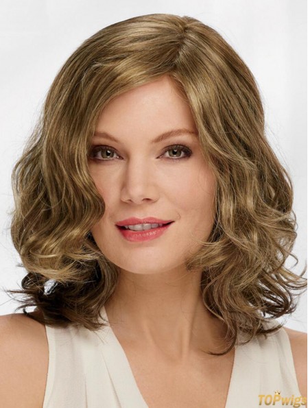 Blonde Synthetic Wavy Designed Medium Length Wig