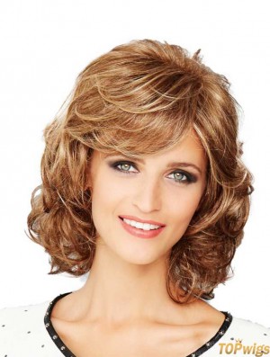 Chin Length Wavy Brown Hand-Tied Wigs Style