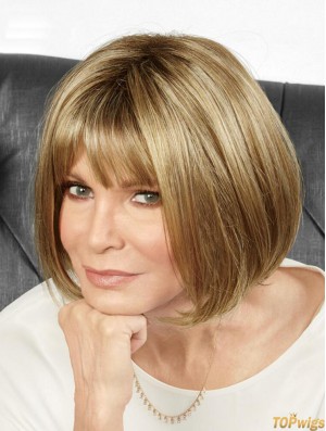 Durable Blonde Synthetic Straight Durable Medium Wigs For Women