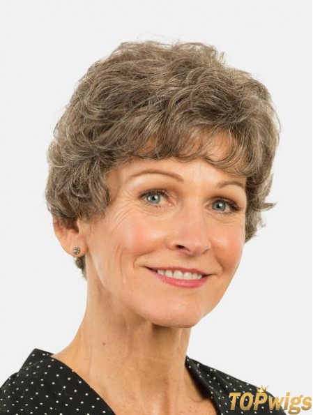 Short Monofilament Layered Brown 8 inch Curly Synthetic Wigs