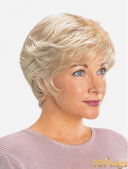 Straight 8 inch Monofilament Synthetic Blonde Short Best Quality Lace Wigs