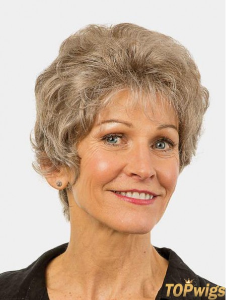 Wavy Brown Monofilament Synthetic Layered 8 inch Modern Short Wigs