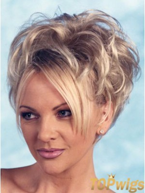 Curly Synthetic Blonde Short Fashion 3/4 Wigs