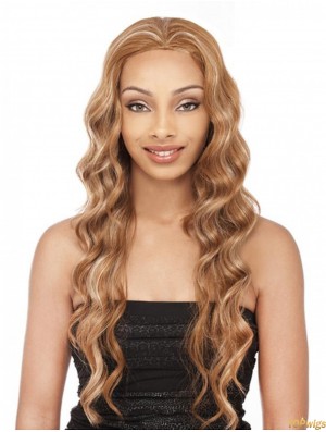 Wavy Brazilian Remy Hair Blonde Long Soft 3/4 Wigs