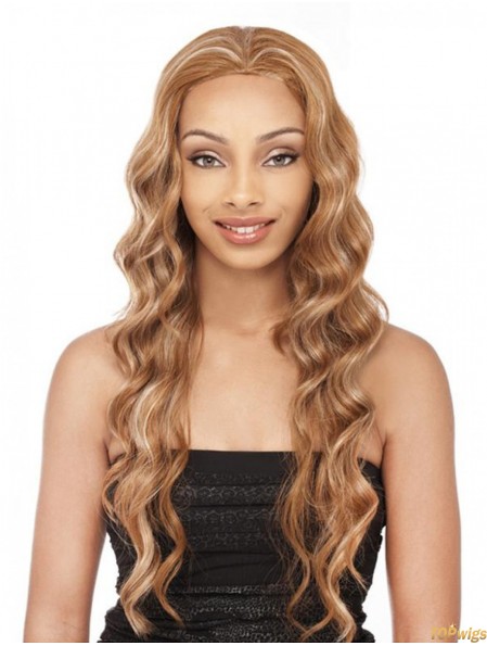 Wavy Brazilian Remy Hair Blonde Long Soft 3/4 Wigs