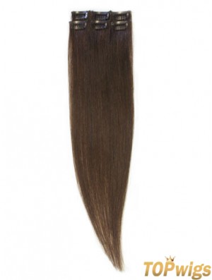 Popular Brown Straight Remy Human Hair Clip In Hair Extensions