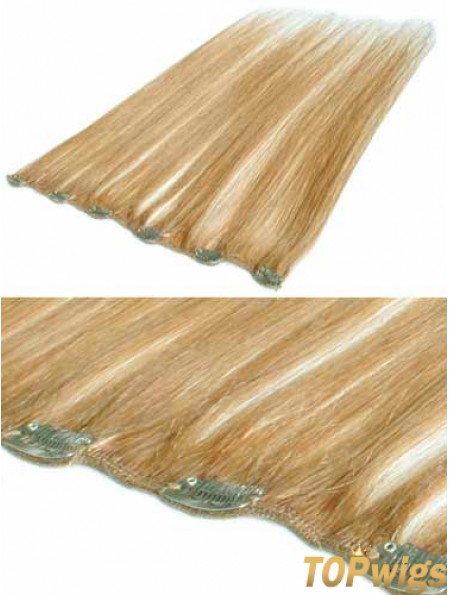 Suitable Blonde Straight Remy Human Hair Clip In Hair Extensions