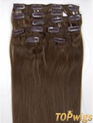 Perfect Brown Straight Remy Human Hair Clip In Hair Extensions