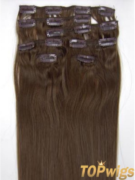 Perfect Brown Straight Remy Human Hair Clip In Hair Extensions