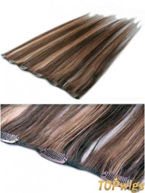 High Quality Brown Straight Remy Human Hair Clip In Hair Extensions