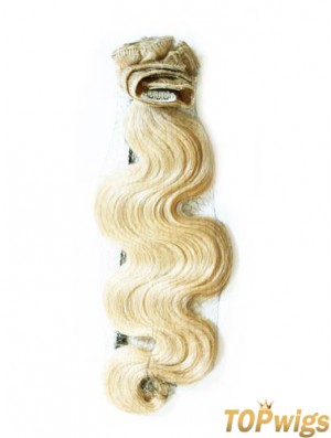 Stylish Blonde Wavy Remy Human Hair Clip In Hair Extensions