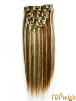 New Brown Straight Remy Human Hair Clip In Hair Extensions