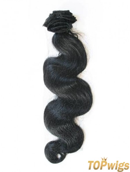 Black Wavy Style Remy Human Hair Tape In Hair Extensions