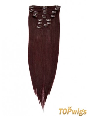 Fashionable Red Straight Remy Human Hair Clip In Hair Extensions