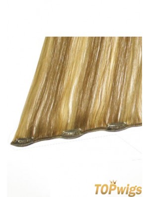 No-Fuss Blonde Straight Remy Human Hair Clip In Hair Extensions