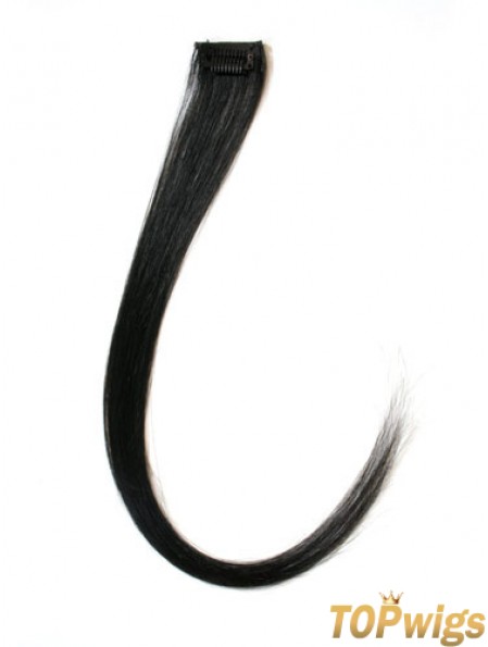 Exquisite Black Straight Remy Human Hair Clip In Hair Extensions