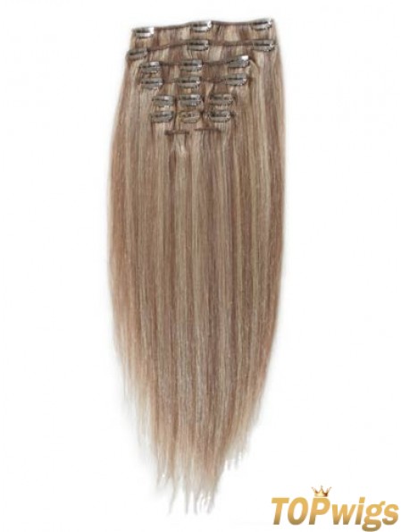 Great Blonde Straight Remy Human Hair Clip In Hair Extensions