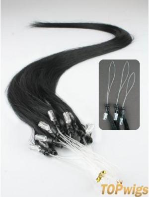 Fashionable Black Straight Micro Loop Ring Hair Extensions