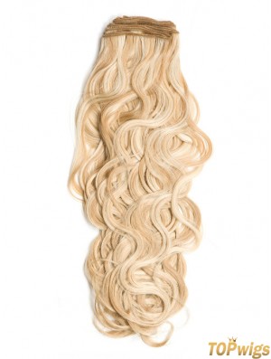 Curly Remy Human Hair Blonde Stylish Weft Extensions