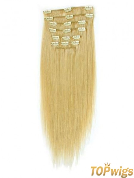 Suitable Blonde Straight Remy Human Hair Clip In Hair Extensions