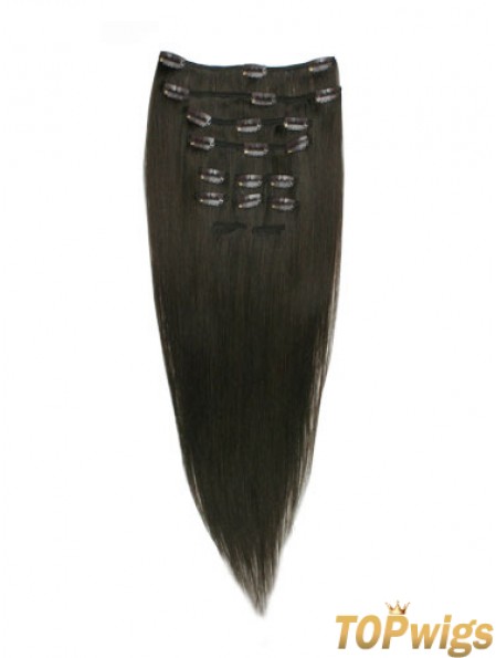 Good Black Straight Remy Human Hair Clip In Hair Extensions