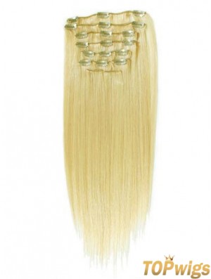 Style Blonde Straight Remy Human Hair Clip In Hair Extensions