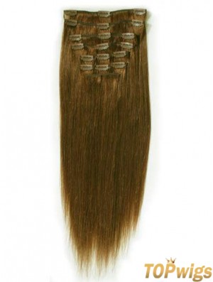 Ideal Brown Straight Remy Human Hair Clip In Hair Extensions