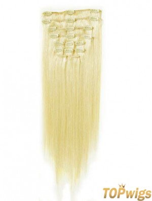 Perfect Blonde Straight Remy Human Hair Clip In Hair Extensions