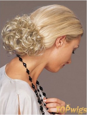 Ideal Blonde Curly Synthetic Clip In Hairpieces