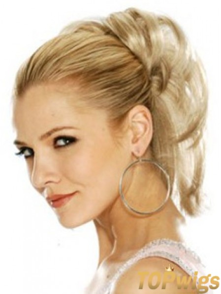 Hairpieces Clip In Blonde Color Straight Style With Synthetic