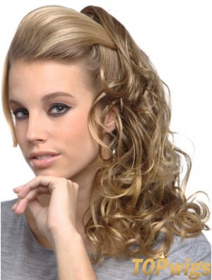 Amazing Blonde Curly Synthetic Clip In Hairpieces