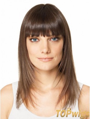 Clip In Hairpieces For Short Hair Brown Color Straight Style