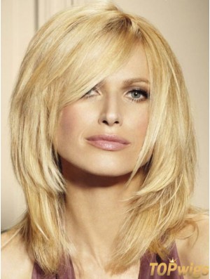 100% Human Hair Wigs Blonde Color Shoulder Length Layered Cut