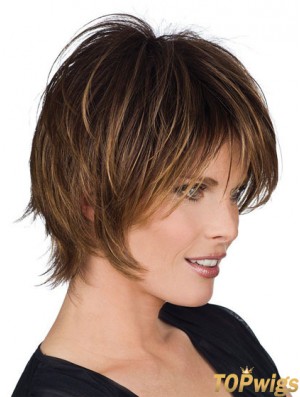 Real Human Hair Wigs With Capless Layered Cut Short Length