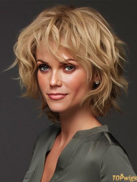 Blonde Layered Curly 12 inch Humanhair Wigs