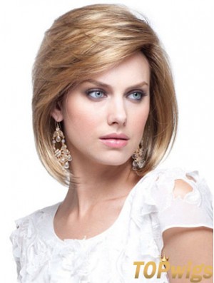 Human Hair Bob Wigs Chin Length Capless Blonde Color Bobs Cut