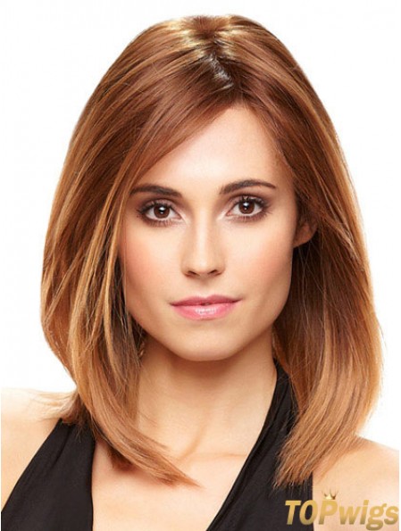 Short Bob Wig With Monofilament Shoulder Length Straight Style Auburn Color