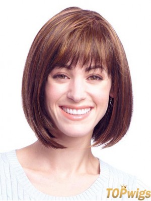 Human Hair Bob Wigs With Mono Top Chin Length