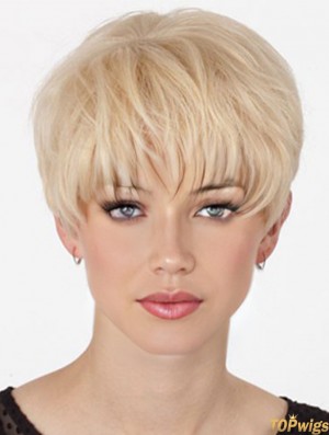 Human Hair Mono Topper With Monofilament Boycuts Short Length Straight Style