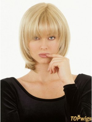 Monofilament Human Hair Topper UK Straight Style With Bangs