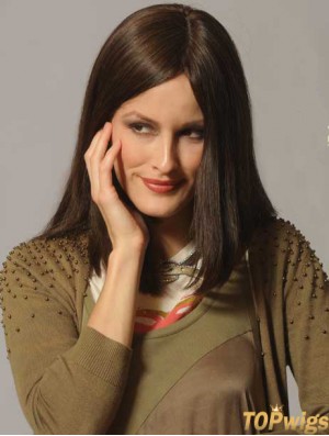 Straight Hair Human Wigs Long Length Straight Style Brown Color