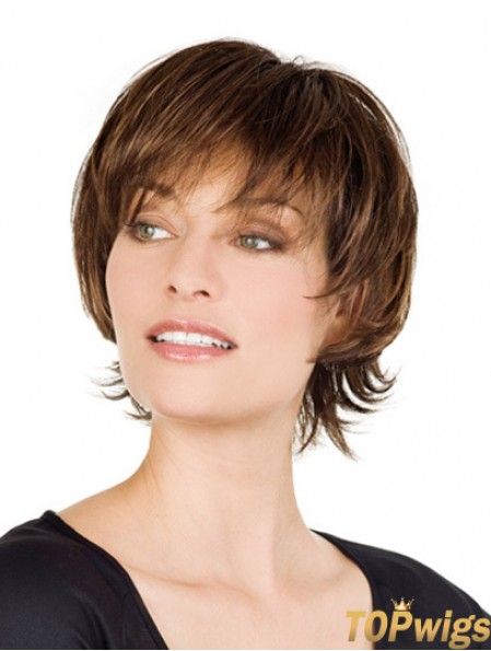 Monofilament Human Hair Wigs Sale Lace With Bangs Front Short Length