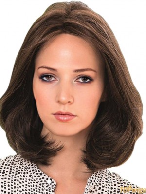 Human Hair Wig Brown With Lace Front Shoulder Length Brown Color