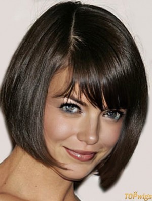 Best African American Lace Front Katie Holmes Wigs Chin Length Brown Color