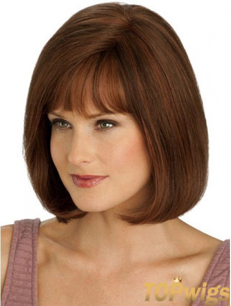 Short Bob Wigs Human Hair Chin Length Monofilament Straight Style